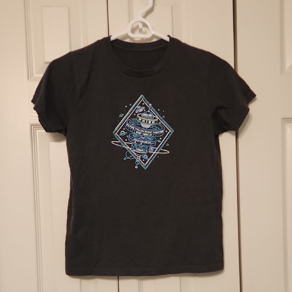 Phish Kids Black Graphic Short Sleeve Tee with Blue Space Design